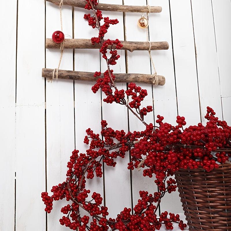 Artificial Red Berry Rattan Hanging Decoration for Indoor/Outdoor Festivals