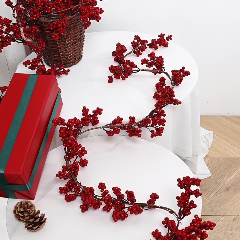 Artificial Red Berry Rattan Hanging Decoration for Indoor/Outdoor Festivals