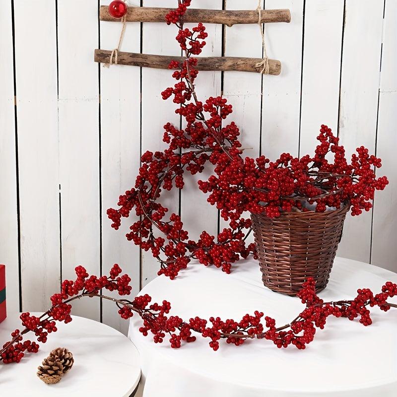 Artificial Red Berry Rattan Hanging Decoration for Indoor/Outdoor Festivals