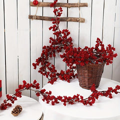 Artificial Red Berry Rattan Hanging Decoration for Indoor/Outdoor Festivals