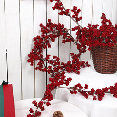 Artificial Red Berry Rattan Hanging Decoration for Indoor/Outdoor Festivals