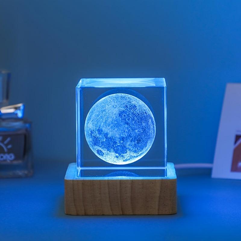 Milky Way Glass Crystal Cube Night Light USB Decoration