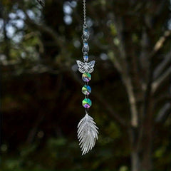 2pcs Feather Crystal Sun Catcher Wind Chime