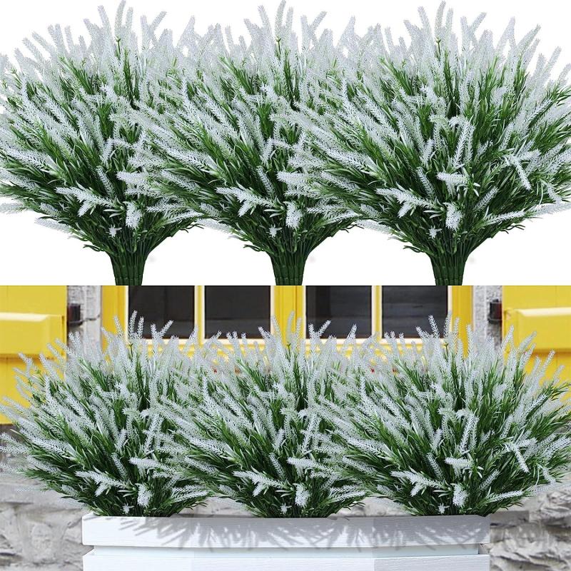 8pcs Artificial Lavender Flowers Outdoor Plastic Garden Window Decoration