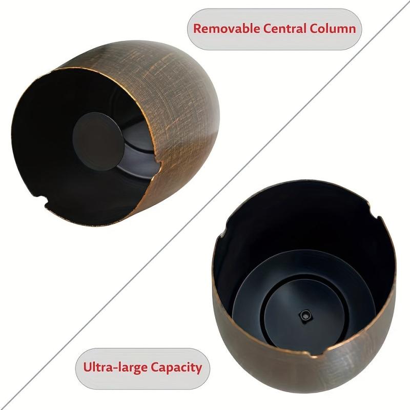 Metal Ashtray with Lid for Patio Desktop - Windproof Cigarette Holder