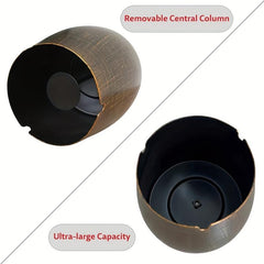 Metal Ashtray with Lid for Patio Desktop - Windproof Cigarette Holder