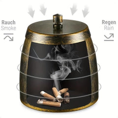 Metal Ashtray with Lid for Patio Desktop - Windproof Cigarette Holder