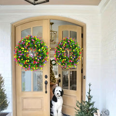 Large Artificial Flower Leaves Wreath for Front Door Hanging