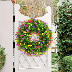 Large Artificial Flower Leaves Wreath for Front Door Hanging