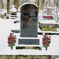 Artificial Cemetery Flowers Outdoor Grave Decorations Roses - Red