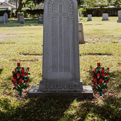 Artificial Cemetery Flowers Outdoor Grave Decorations Roses - Red