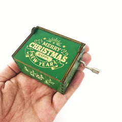 Wooden Antique Carved Music Box Christmas Theme Perfect Gift For Mom Dad Friends