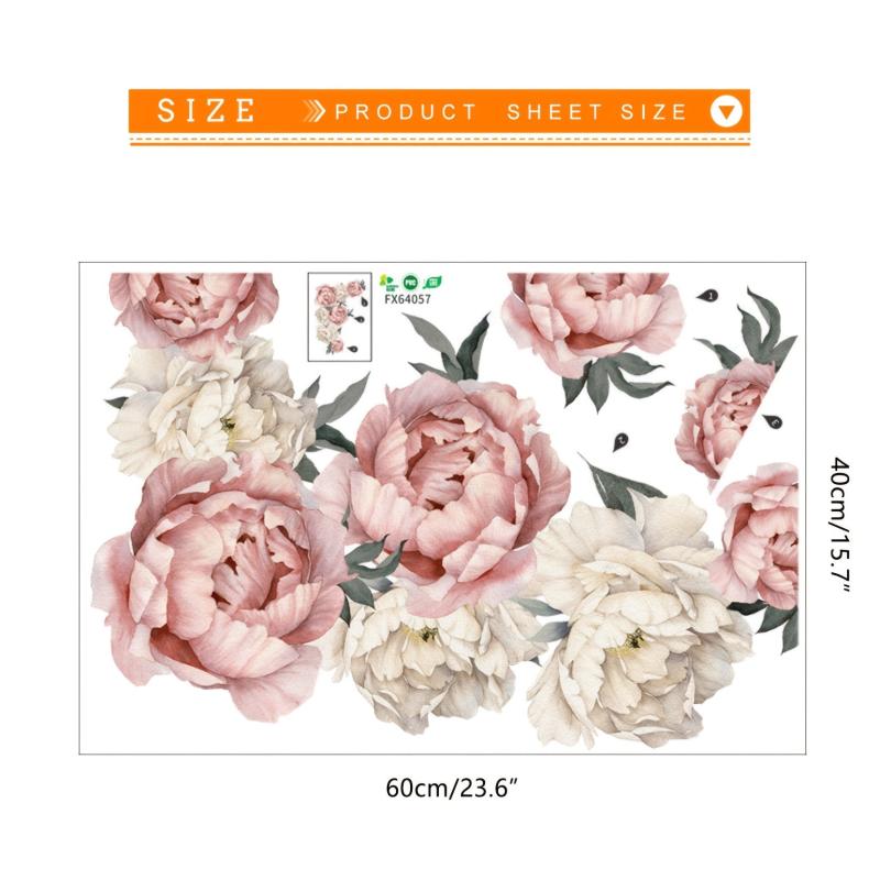 Watercolor Peonies Wall Decals Floral Vinyl Wall Stickers