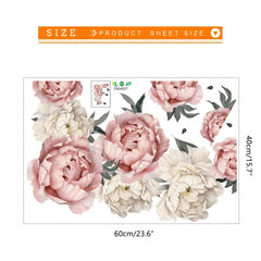 Watercolor Peonies Wall Decals Floral Vinyl Wall Stickers
