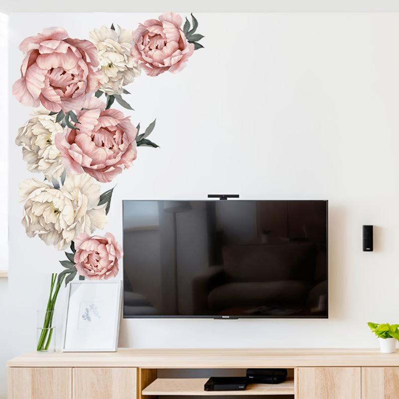 Watercolor Peonies Wall Decals Floral Vinyl Wall Stickers