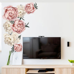 Watercolor Peonies Wall Decals Floral Vinyl Wall Stickers