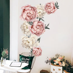 Watercolor Peonies Wall Decals Floral Vinyl Wall Stickers