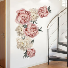 Watercolor Peonies Wall Decals Floral Vinyl Wall Stickers