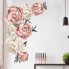 Watercolor Peonies Wall Decals Floral Vinyl Wall Stickers