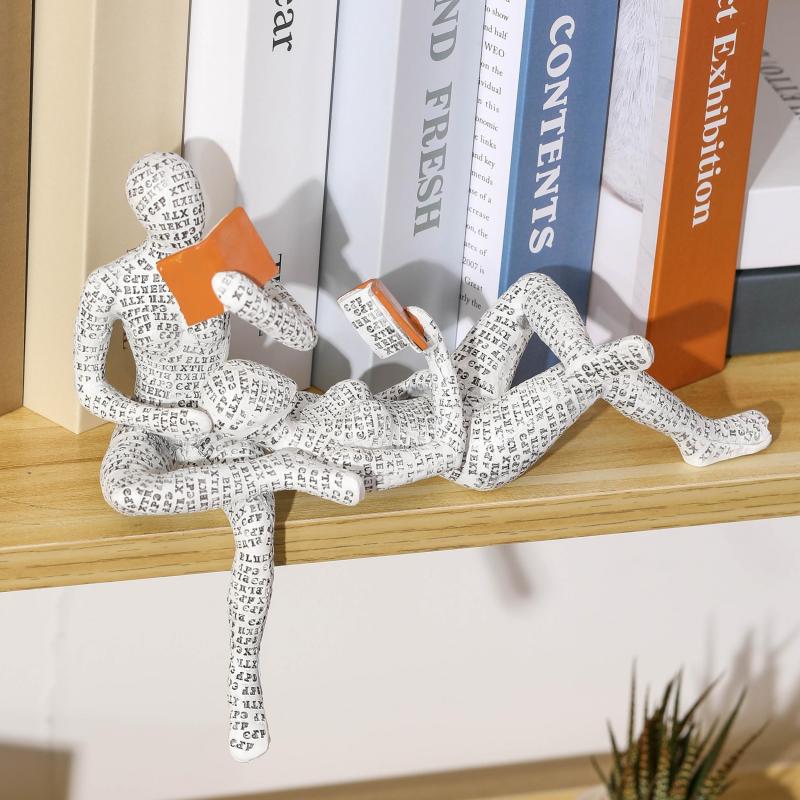 Resin Ornament Decoration for Reading Woman - Creative Bookshelf Decor