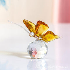 Crystal Flying Butterfly Figurine with Crystal Ball Base