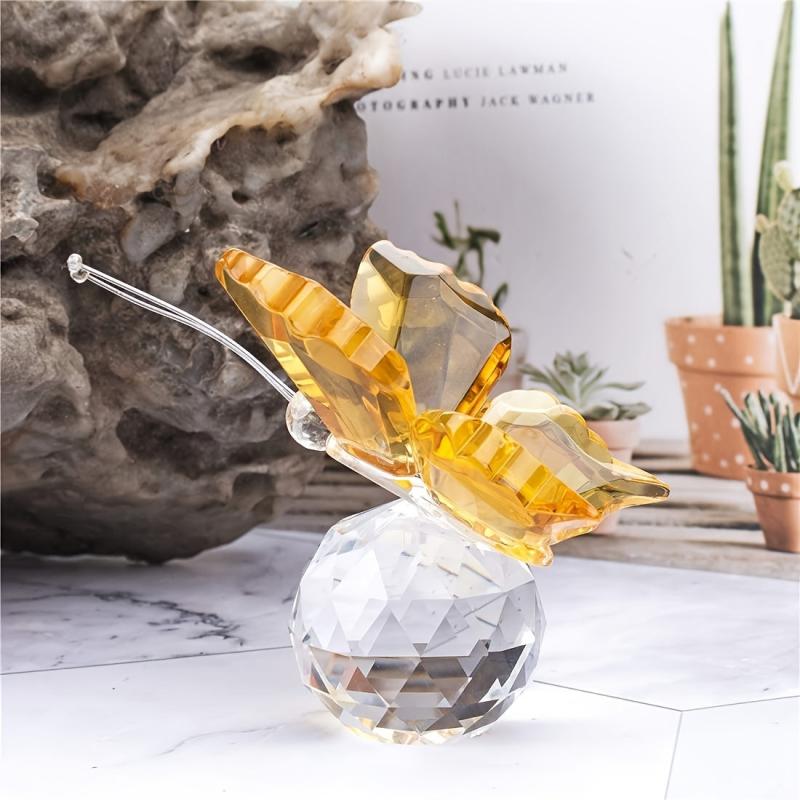 Crystal Flying Butterfly Figurine with Crystal Ball Base