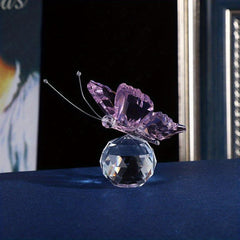 Crystal Flying Butterfly Figurine with Crystal Ball Base