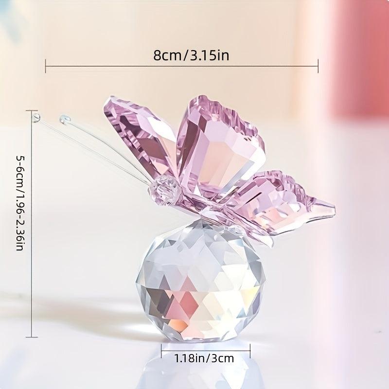 Crystal Flying Butterfly Figurine with Crystal Ball Base