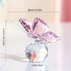 Crystal Flying Butterfly Figurine with Crystal Ball Base