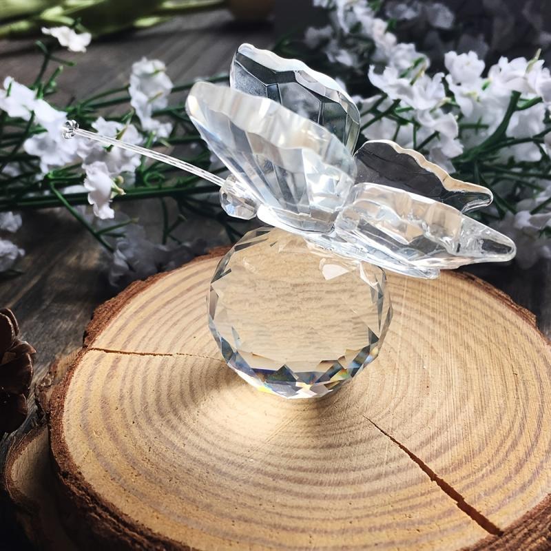 Crystal Flying Butterfly Figurine with Crystal Ball Base