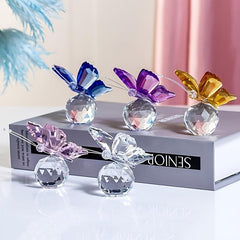 Crystal Flying Butterfly Figurine with Crystal Ball Base