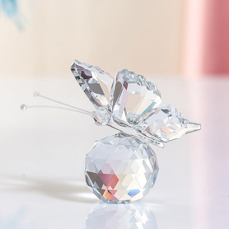 Crystal Flying Butterfly Figurine with Crystal Ball Base