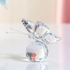 Crystal Flying Butterfly Figurine with Crystal Ball Base