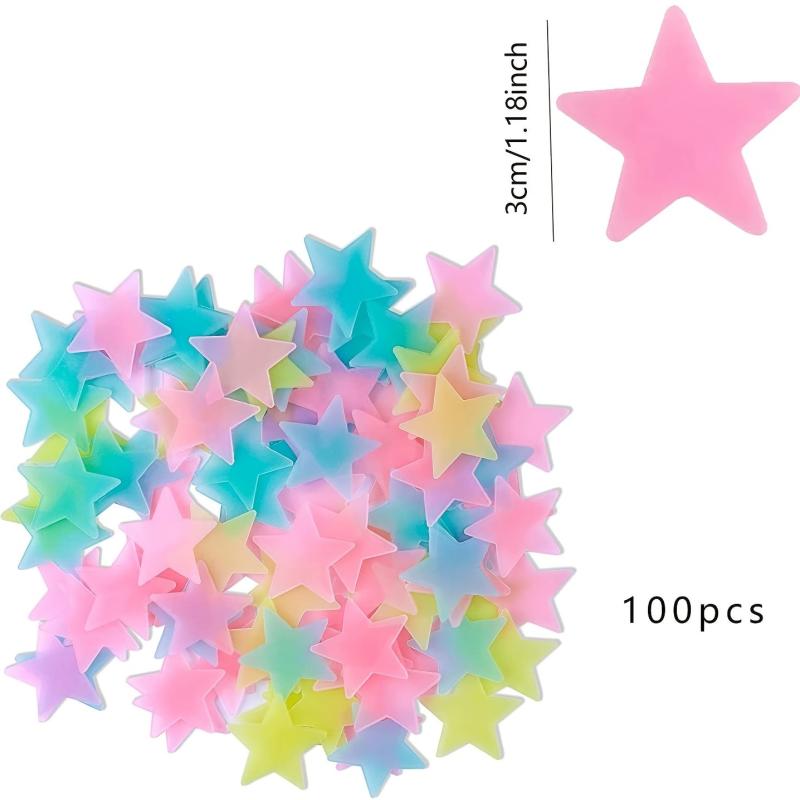 100 pcs Glitter Star Wall Stickers for Bedroom Living Room Kids