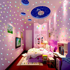 100 pcs Glitter Star Wall Stickers for Bedroom Living Room Kids