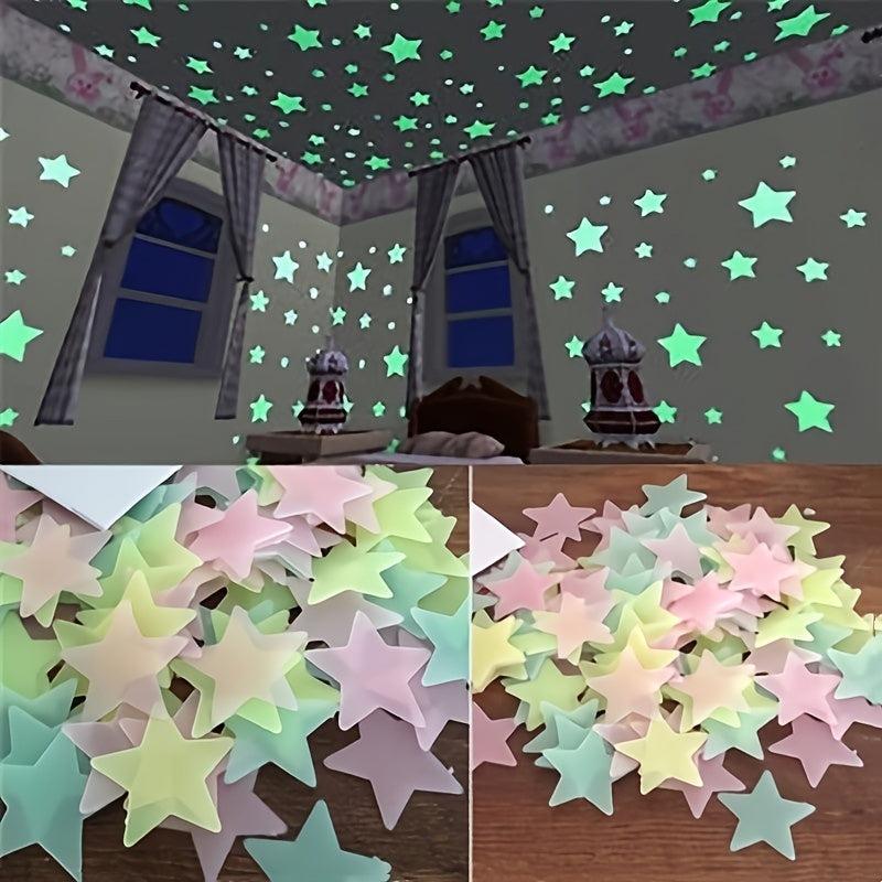100 pcs Glitter Star Wall Stickers for Bedroom Living Room Kids