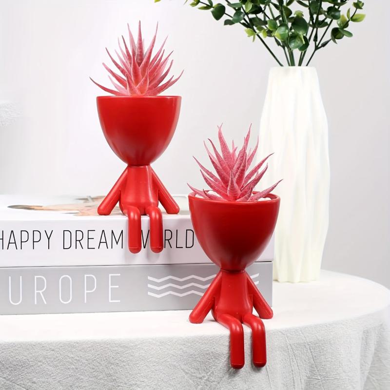 Artificial Plant With Figure Pot Creative Potted Plants Scene Decor