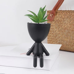 Artificial Plant With Figure Pot Creative Potted Plants Scene Decor