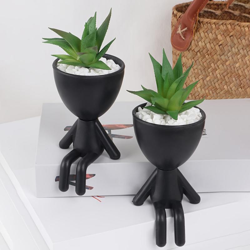 Artificial Plant With Figure Pot Creative Potted Plants Scene Decor