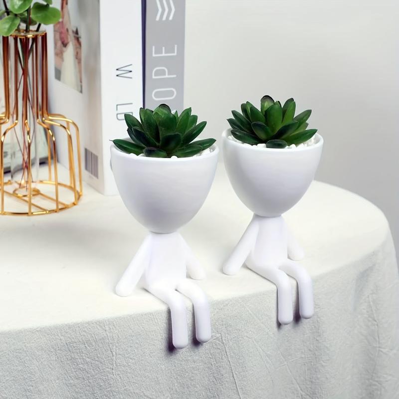 Artificial Plant With Figure Pot Creative Potted Plants Scene Decor
