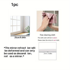 Square Mirror Sticker with Rounded Angles for Home Decor