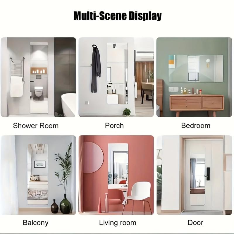 Square Mirror Sticker with Rounded Angles for Home Decor
