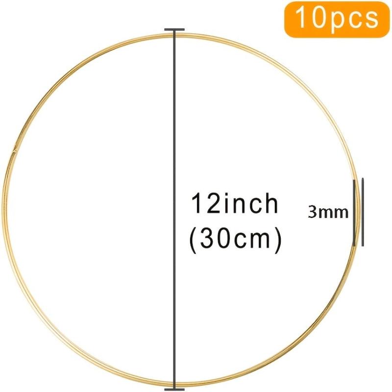 10pcs Metal Floral Hoop Wreath Golden Rings for DIY Wedding Dream Catch