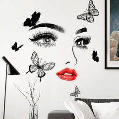 Red Lips Eyes Butterfly Wall Sticker