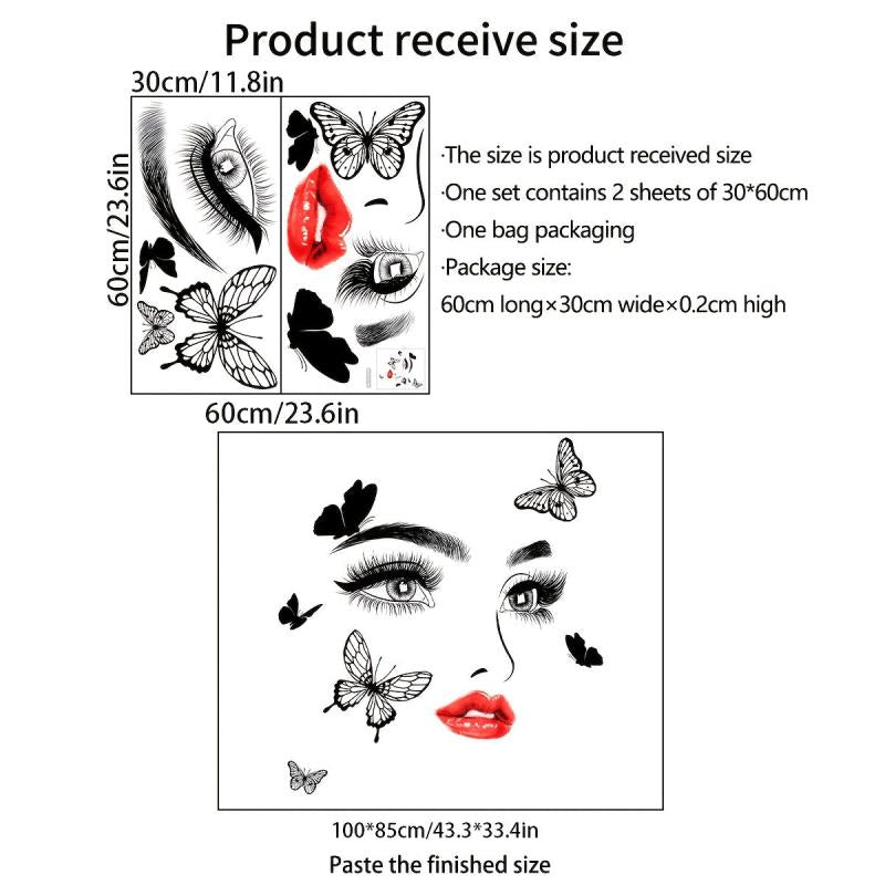 Red Lips Eyes Butterfly Wall Sticker
