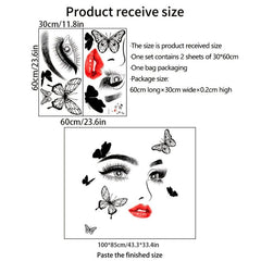 Red Lips Eyes Butterfly Wall Sticker