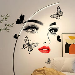Red Lips Eyes Butterfly Wall Sticker