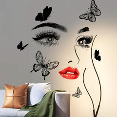 Red Lips Eyes Butterfly Wall Sticker