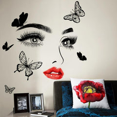 Red Lips Eyes Butterfly Wall Sticker