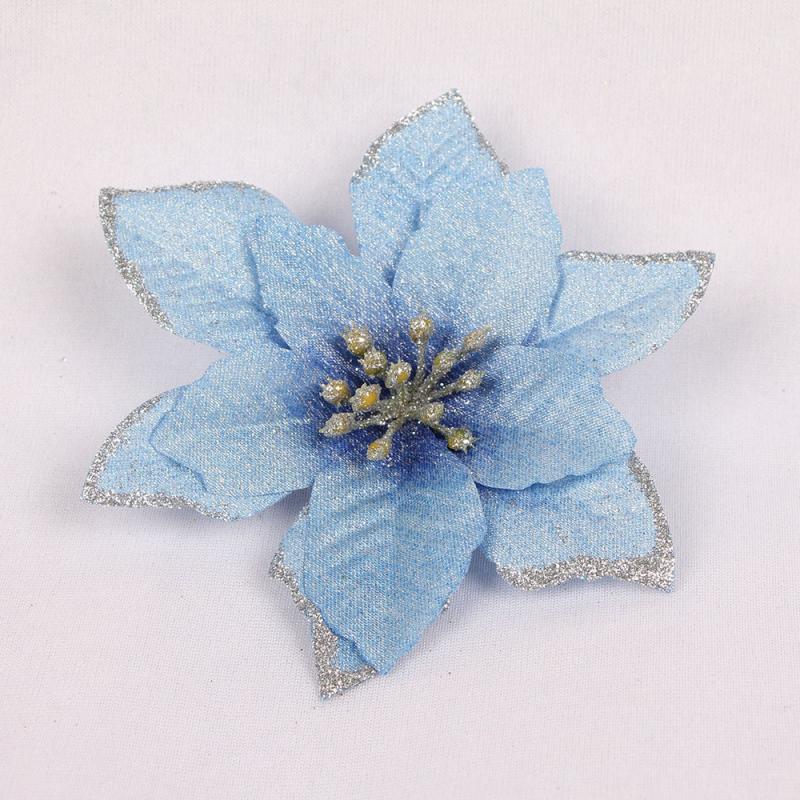 20pcs Glitter Poinsettia Flowers Christmas Tree Ornament DIY Decoration
